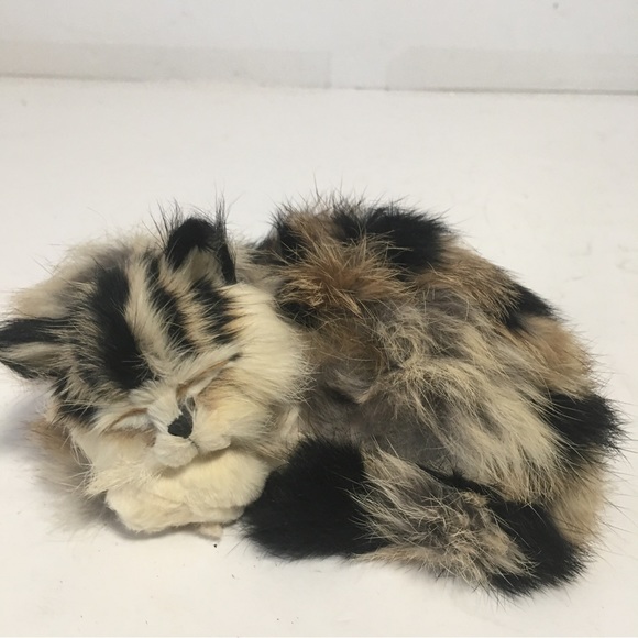 Vtg Real rabbit fur sleeping Cat Kitten Realistic So Super Soft 6” - Picture 5 of 6